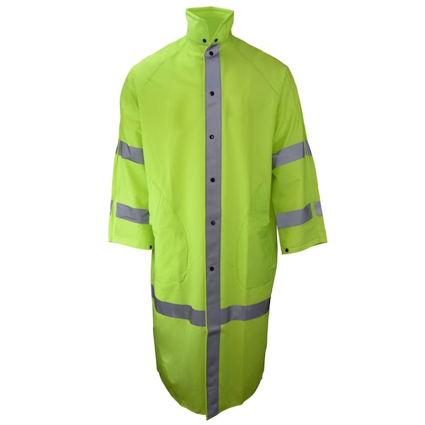 Neese Hi-Vis Long Rain Coat, PVC Coated Polyester Knit, Hi-Vis Lime, S 10187-31-1-HLI-S - main